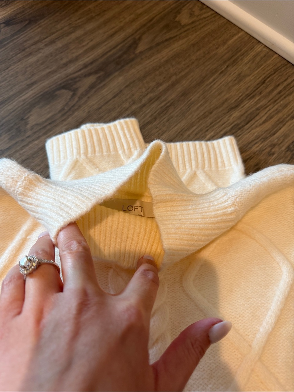 LOFT Cream Cable-Knit Turtleneck Sweater